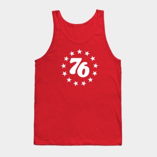 76 - Star Design (White on Red) Tank Top